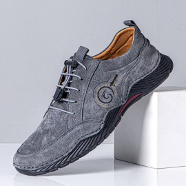 Men Leather Breathable Soft Sole Comfy Driving Elastic Laces Casual Sports Shoes